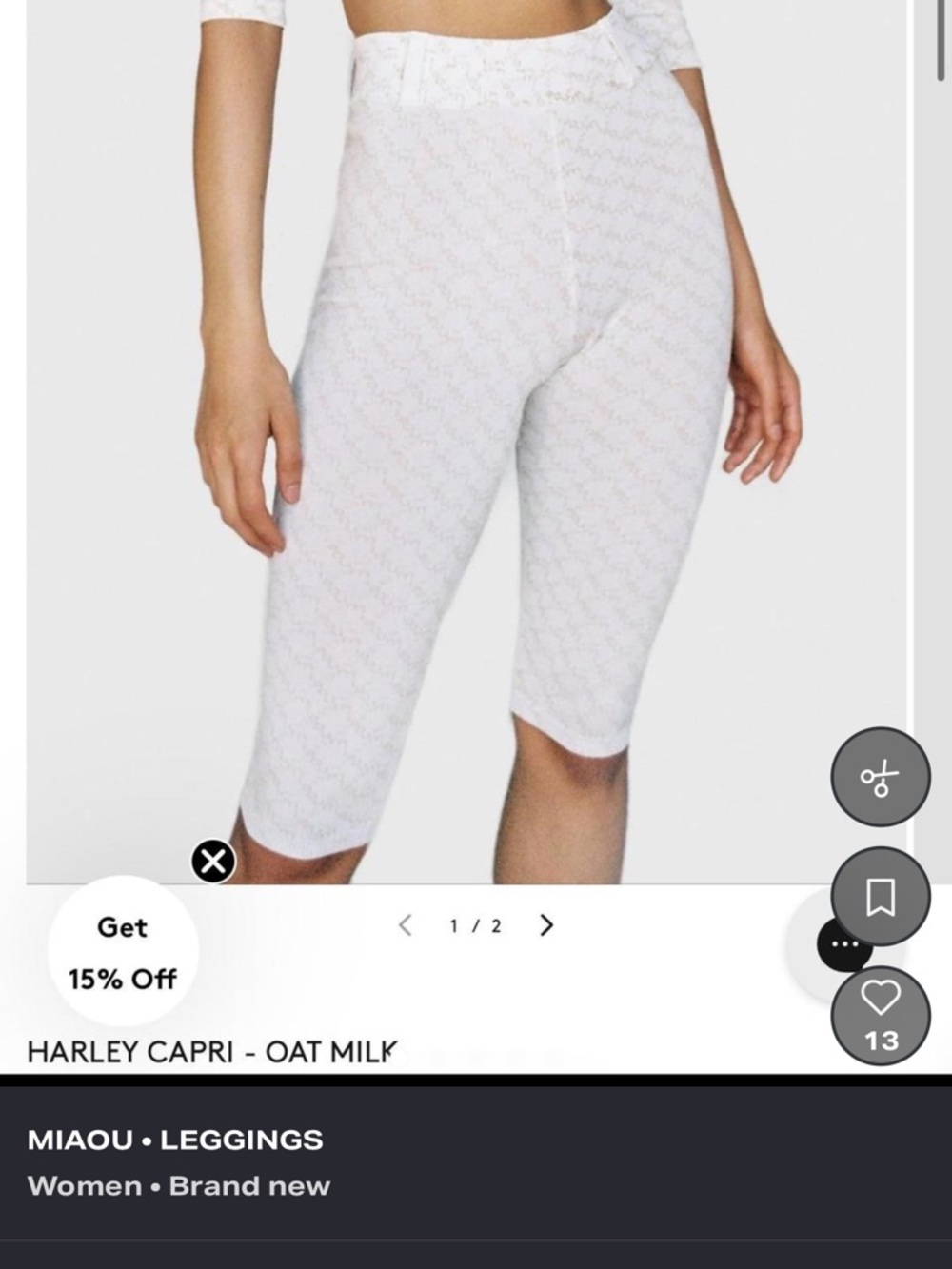 Miaou Harley Capri Shorts in Oat Milk White